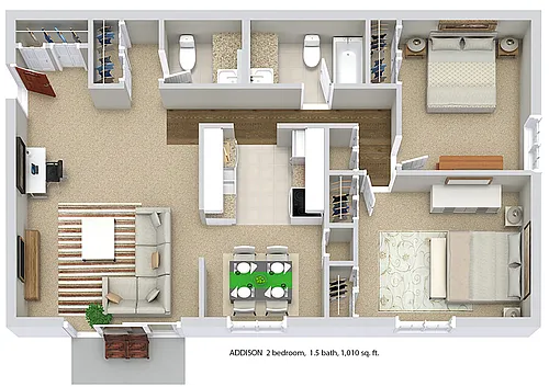 Floor plan The Addison (2BR / 1.5BA)