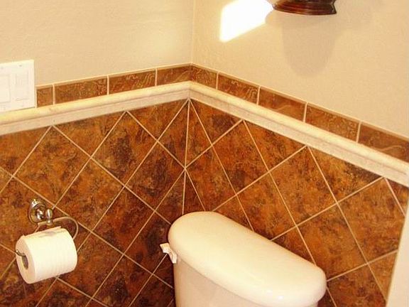 Custom tile in bathroom.