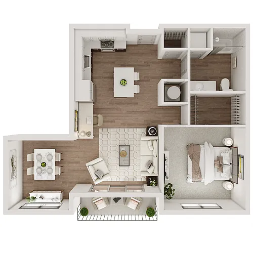 Floor plan 1 Bedroom, 1 Bathroom - 799 SF