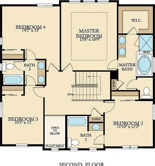 Impressive layout. Each bedroom with a bathroom and, surprisingly, each bathroom has its own shower and bath tub
