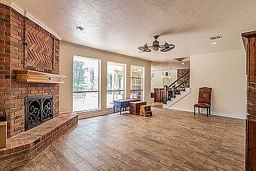 living room with lake views