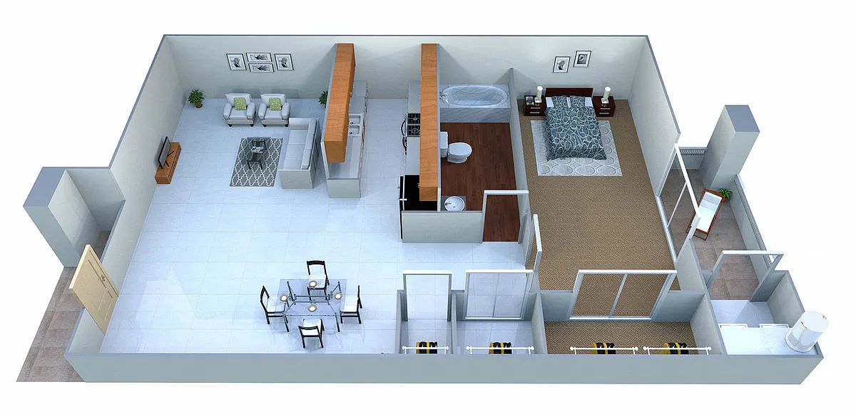 Floor plan 1 Bed 1 Bath A
