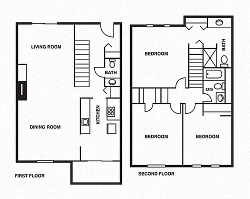 Floor plan 3 Bedroom/2 Bathroom Townhouse B