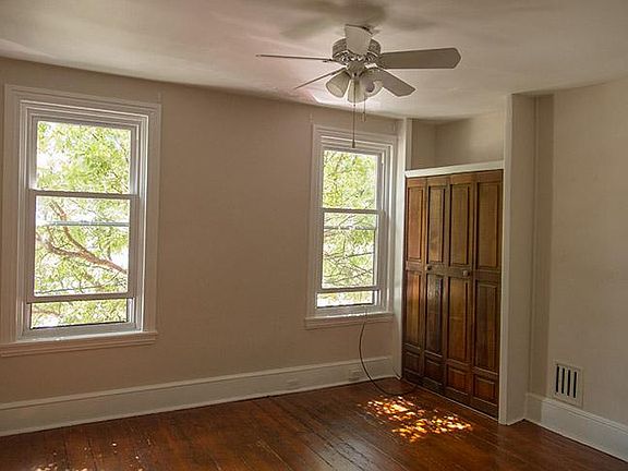 Main bedroom on 2nd floor front.
the larger of three bedroom's on second floor of house. Has two closets
Very sunny.