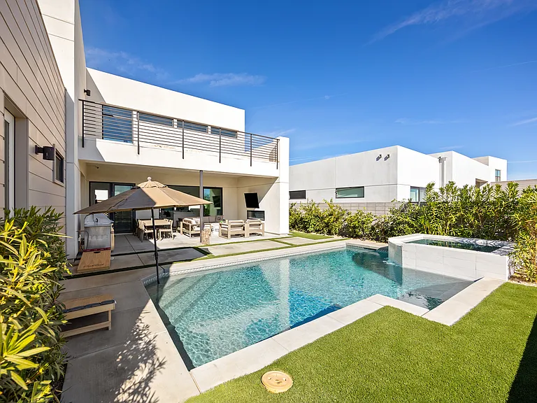 Enjoy the sparkling saltwater pool.