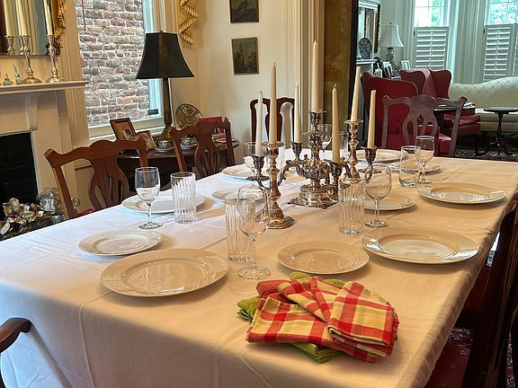 Dining room ready for entertaining.