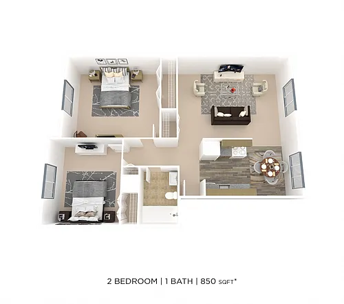 Floor plan Two Bedroom- 850 sqft