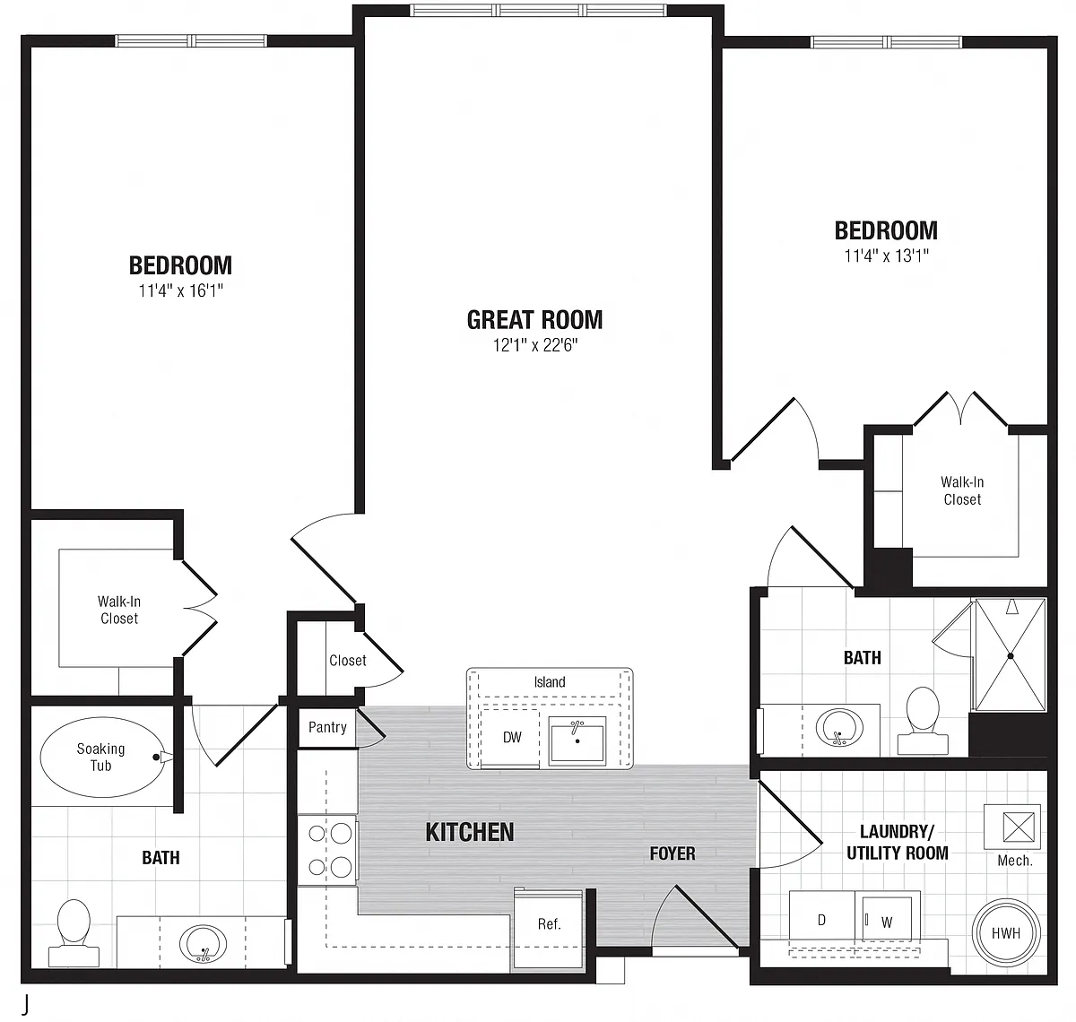 Floor plan 2 Bed 2 Bath