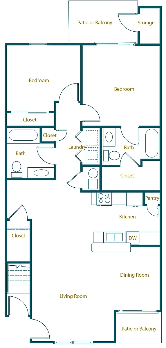 Floor plan 2 Bed 2 Bath