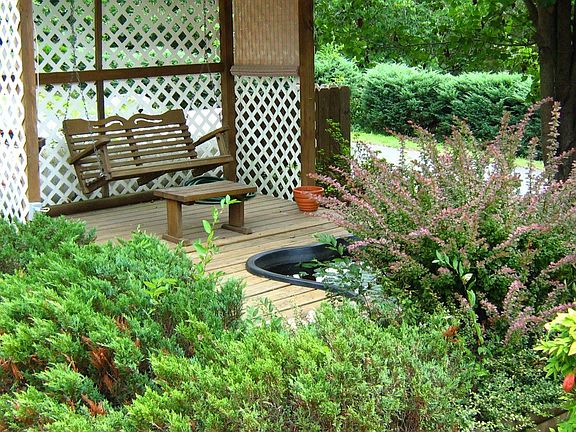 Garden Pond, swing w/covered arbor