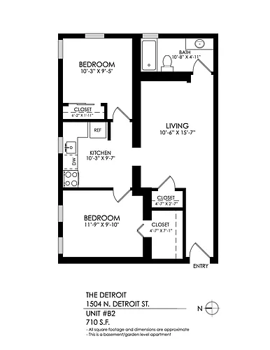 Floor plan 2 Bedroom, 1 Bath