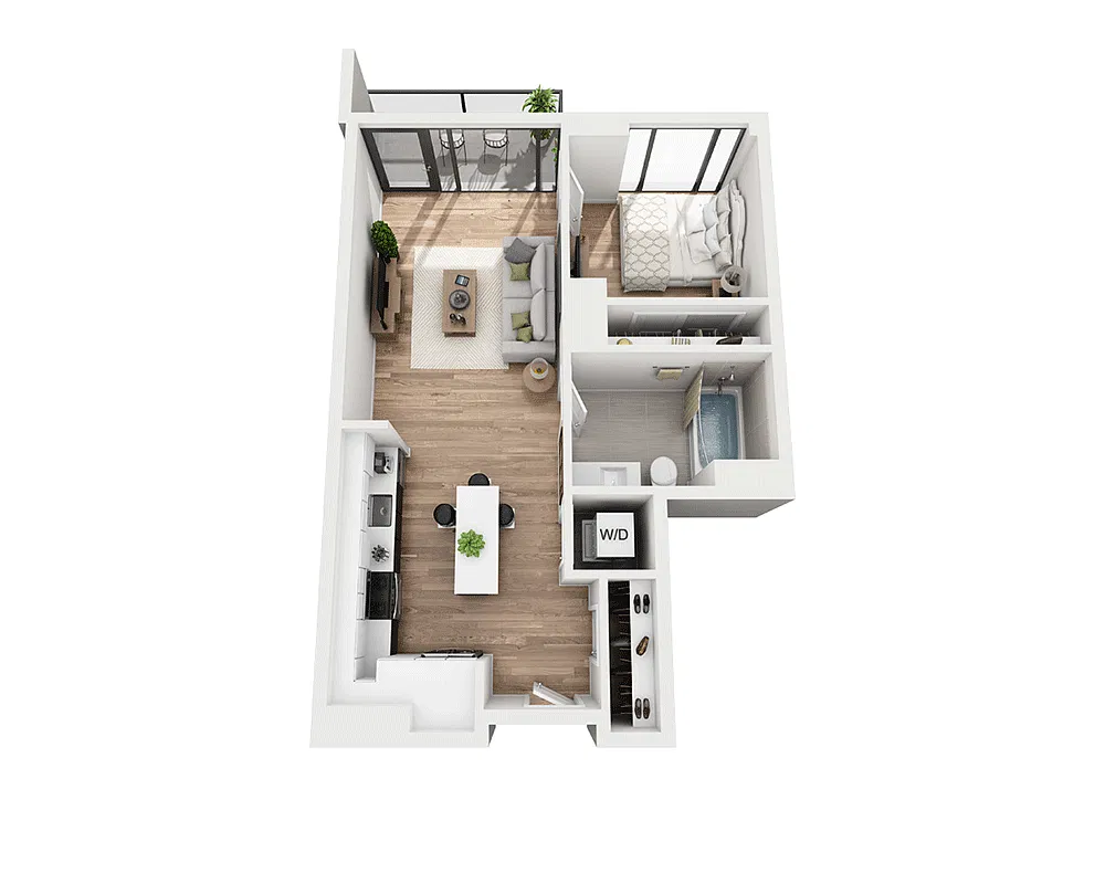 Floor plan One Bedroom A1A