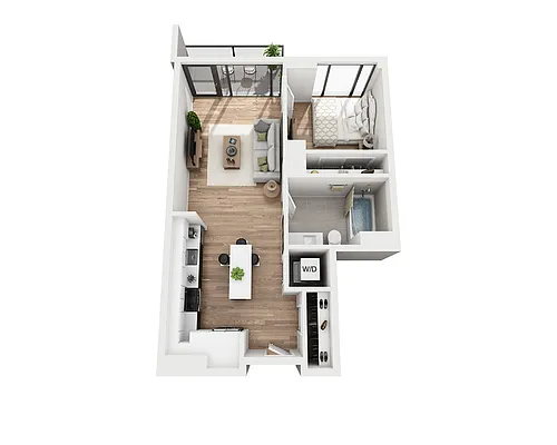 Floor plan One Bedroom A1A