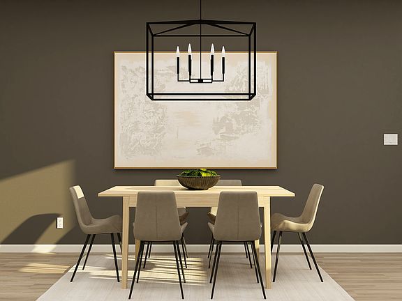 The dining room sits adjacent to the kitchen.