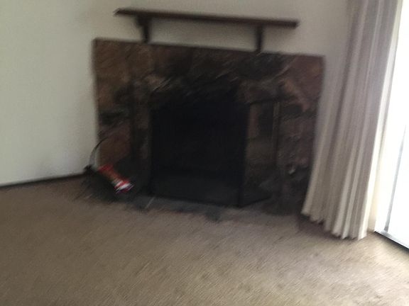 Wood burning fireplace in living room