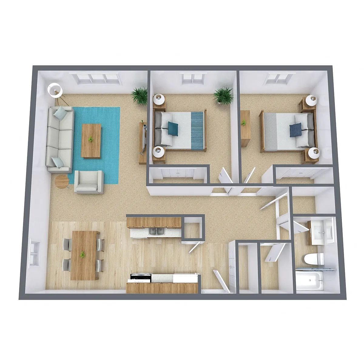 Floor plan Two Bedroom 21B