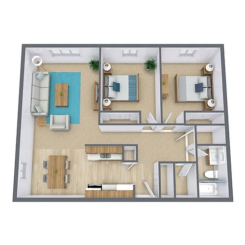 Floor plan Two Bedroom 21B