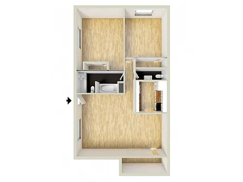 Floor plan Two Bedroom 1.5 Bath Private Entry