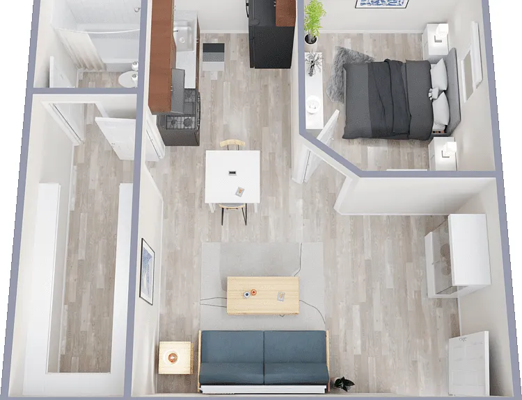 Small 1 Bedroom Floorplan Diagram