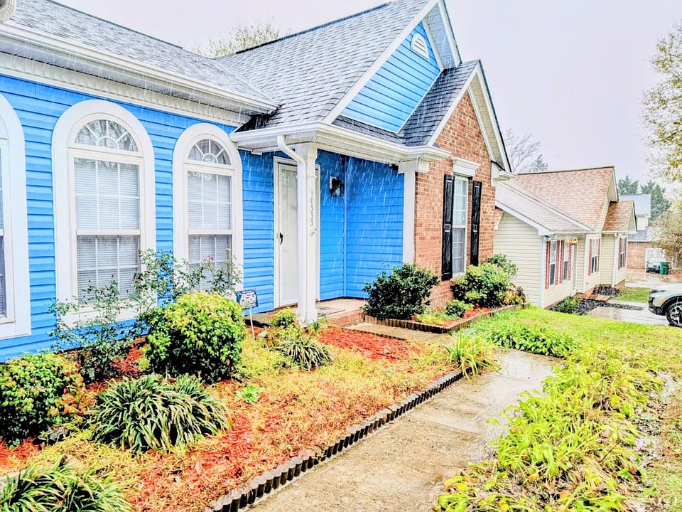 In front of the house