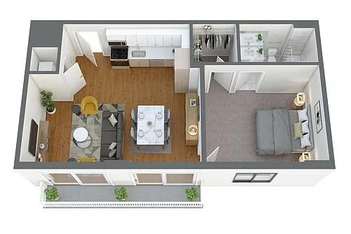 Floor plan A17 1 Bed/1 Bath