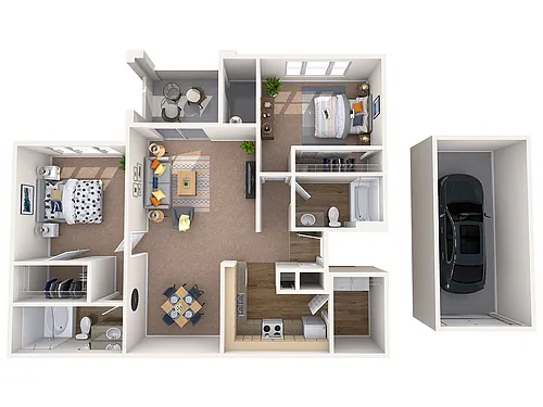 Floor plan B3-1 with Attached Garage