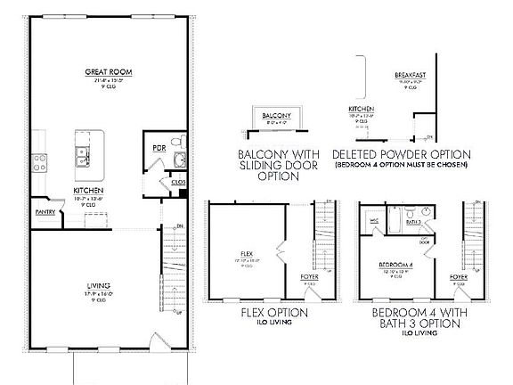 Main level features kitchen island. Optional study or 4th bedroom available.