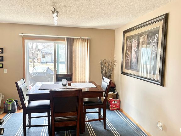 Dining room with sliding door to deck