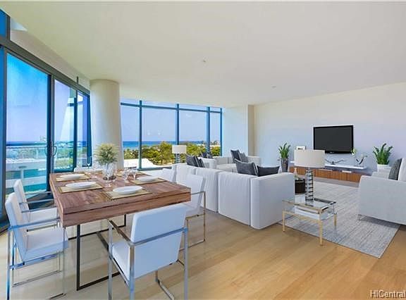 Another angle of the great room.  Virtual staged photo.