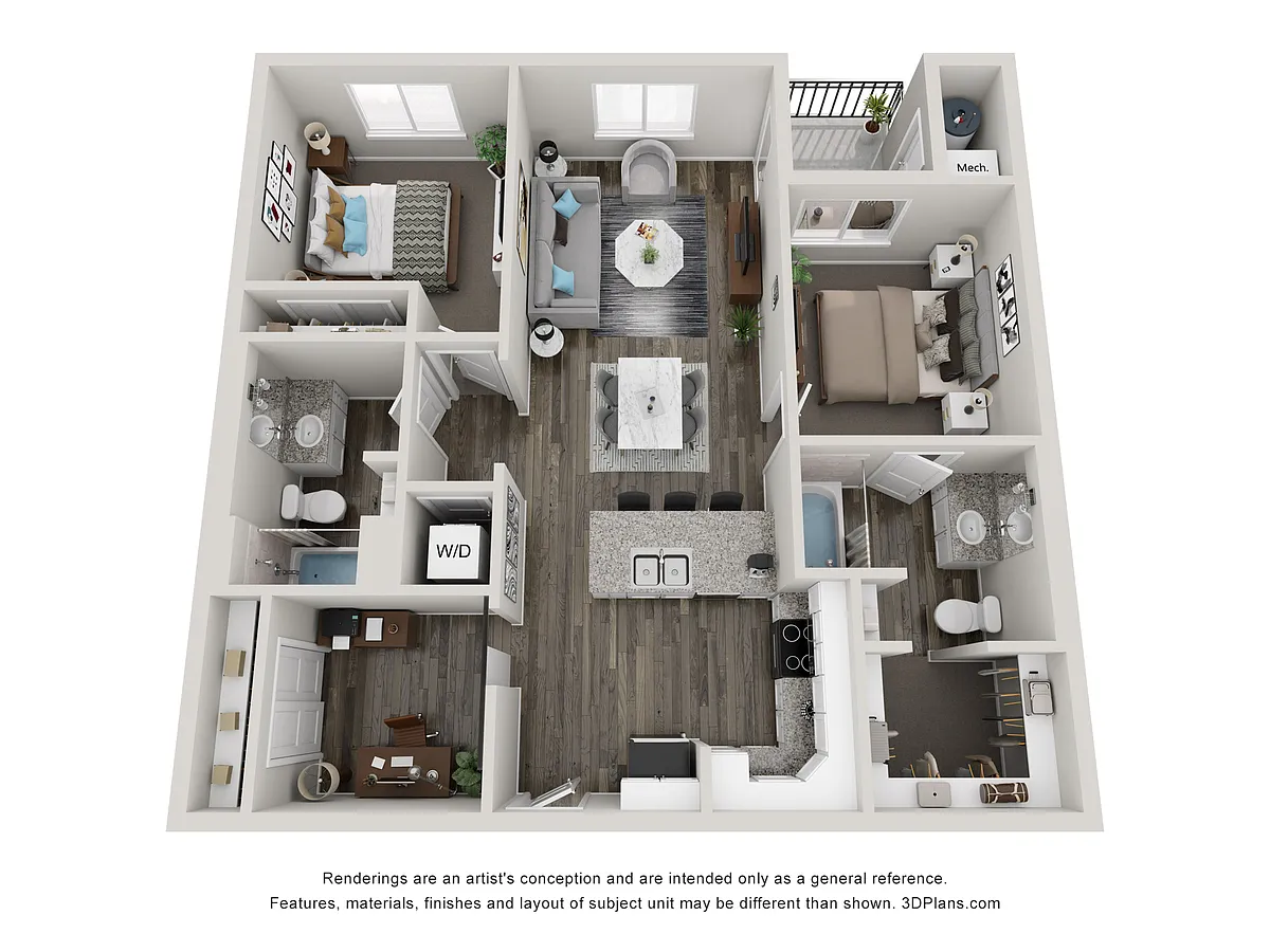 Floor plan 2x2 - 1082 sqft - B3