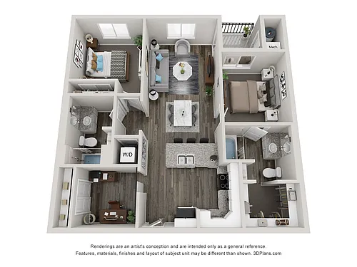 Floor plan 2x2 - 1082 sqft - B3