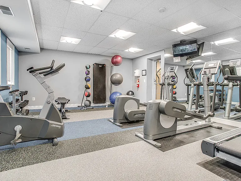 Fitness center with treadmills, machines and free weights