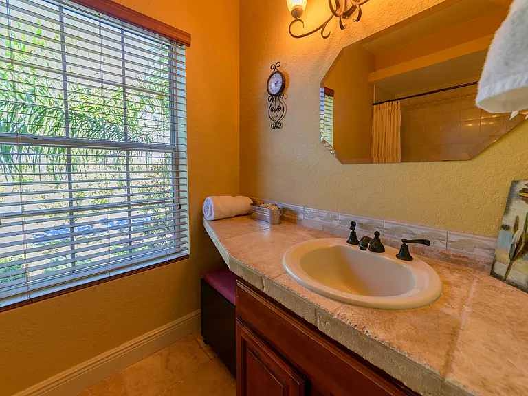 Full bathroom off the theater room