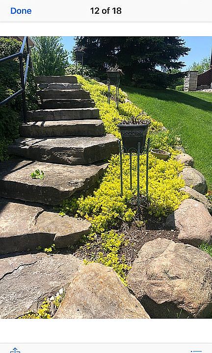 Limestone steps lead to lake