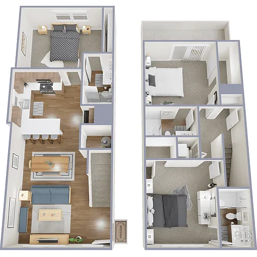 Floor plan 3 Bed, 3 Bath B