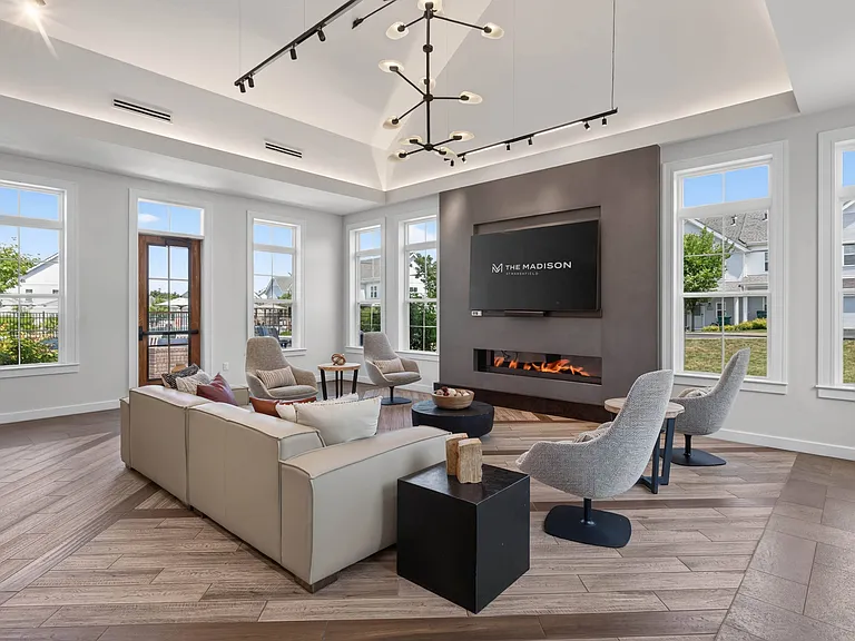 Clubhouse Lounge with Relaxed Seating and Fireplace