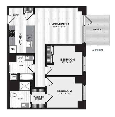 Floor plan 2 Bed/ 2 Bath
