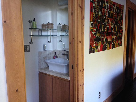 small main bathroom with shower