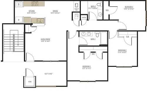 Floor plan 3 Bedroom