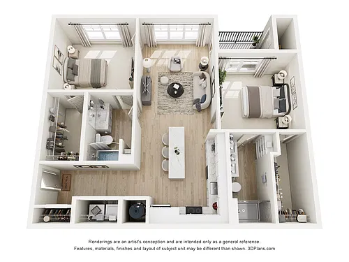 Floor plan 2 Bed, 2 Bath