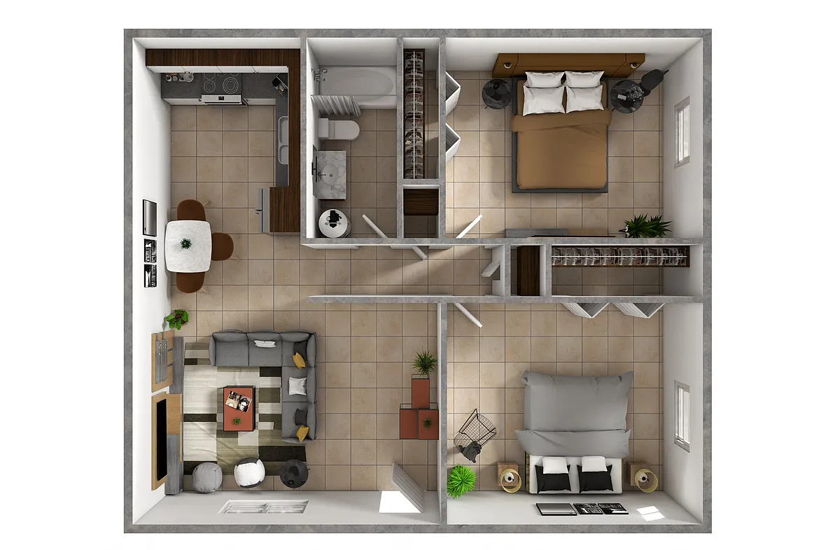 Floor plan Two Bedoom One Bathroom