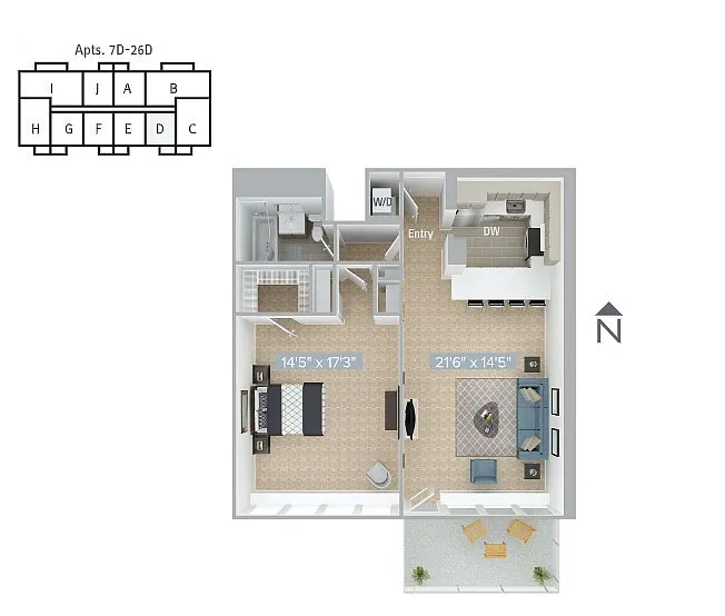 Floor plan Furnished-f-A11-840SF-Premier