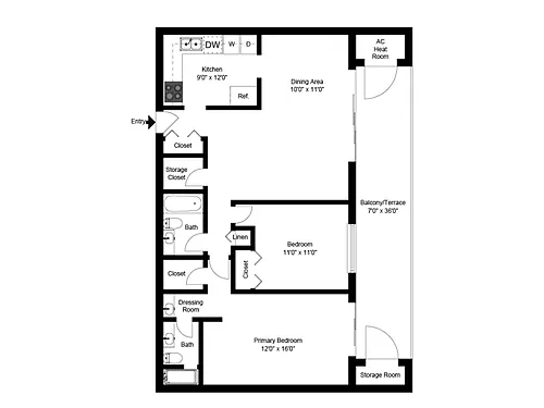 Floor plan Two Bedroom Two Bath
