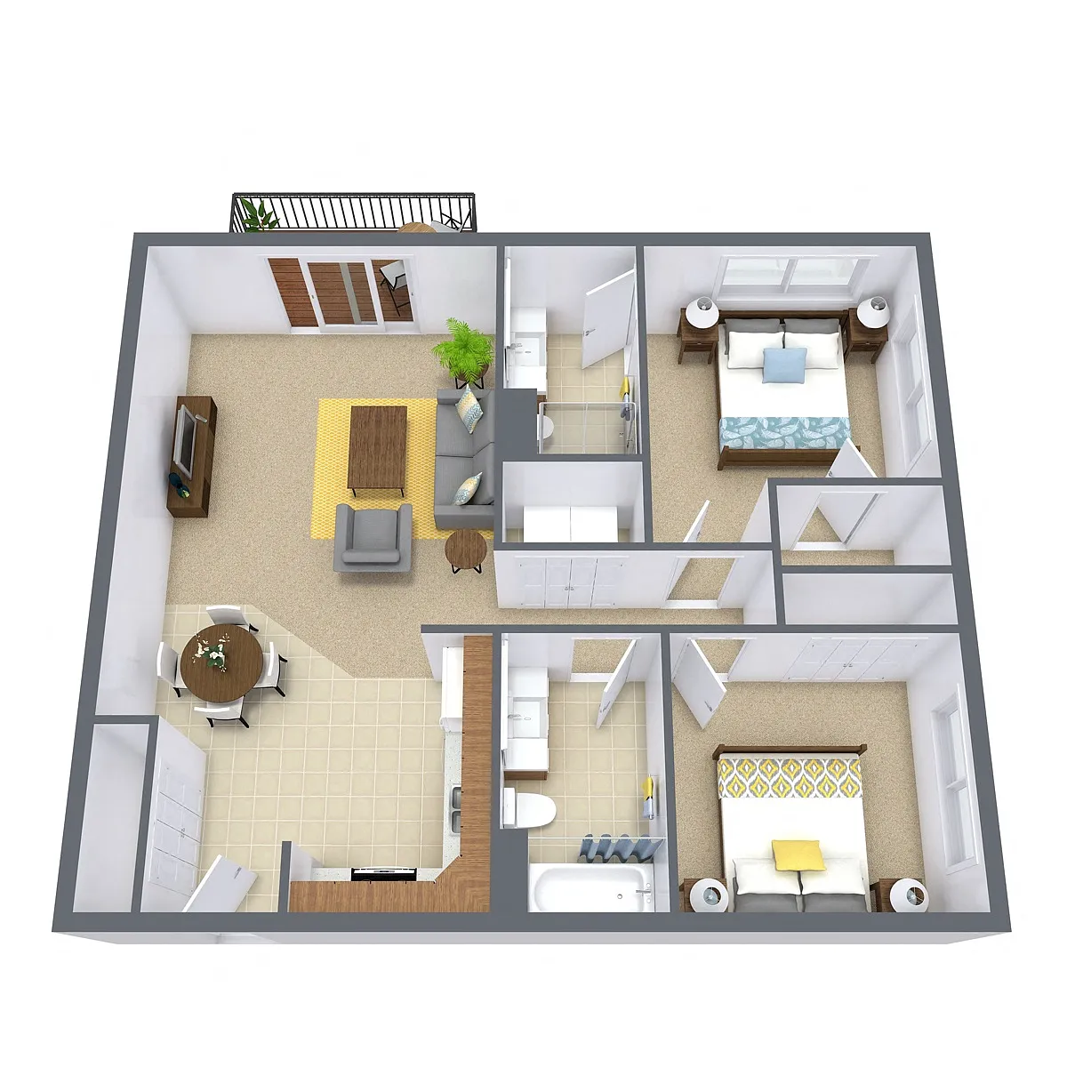 Floor plan Two Bedroom 22J