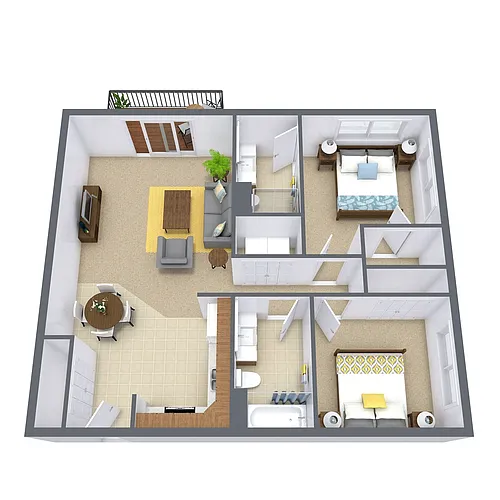 Floor plan Two Bedroom 22J