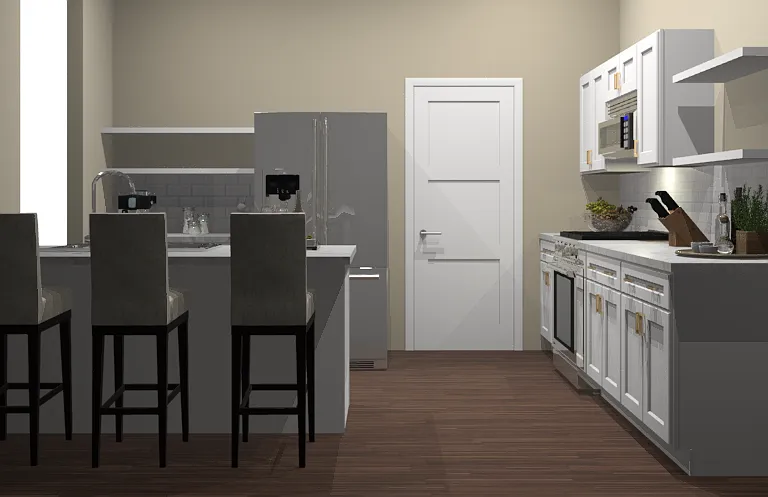 Kitchen plans from same view.