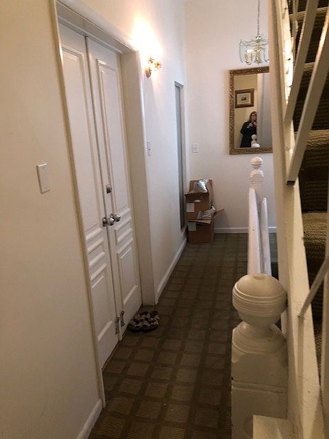 2nd floor apartment, there is one apartment on each floor, you can see the steps leading up to the 3rd floor apartment to the left of the double door 2nd floor apartment.