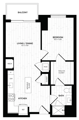 Floor plan 1 Bed/1 Bath-A7