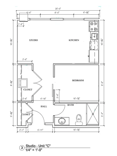 Floor plan Edgerton II - Studio