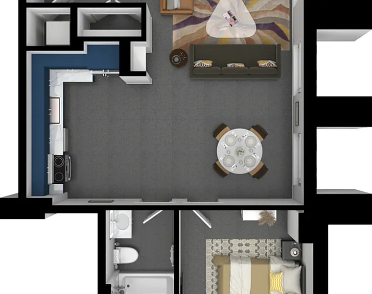 1 Bedroom - Units 1203, 1303, 1403, 1503